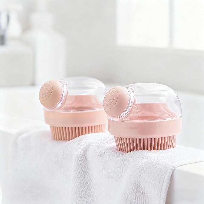 Scalp Massager Hair Growth,Pink Silicone Hair Massager Scalp Brush with Shampoo Dispenser for Relaxing and Cleansing