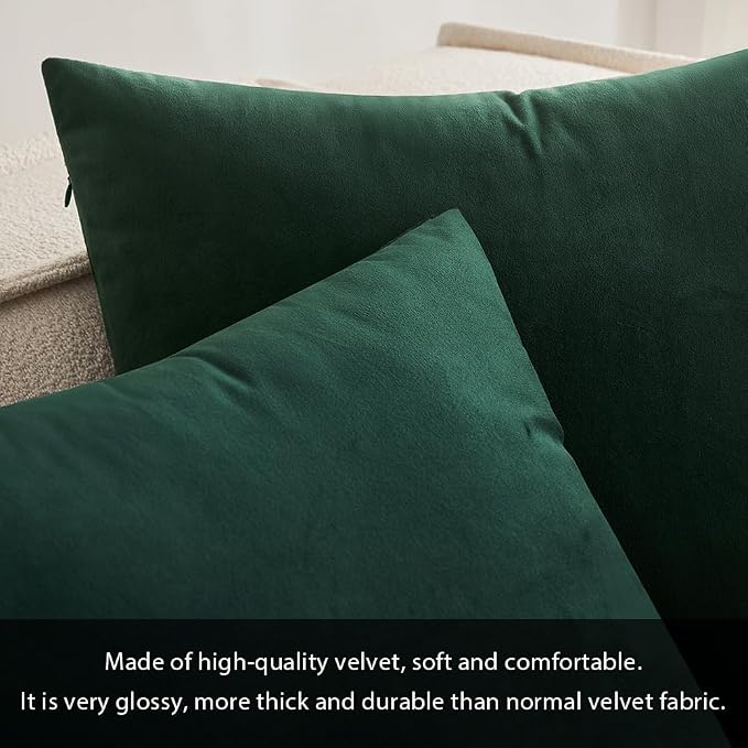 MIULEE 24x24 Inch Euro Velvet Throw Pillow Cover Set of 1 Army Green | Soft Luxury Decorative Throw Pillow Cover, Single Cushion Case, Home Decor for Chair Couch Sofa Bedroom Car Bed
