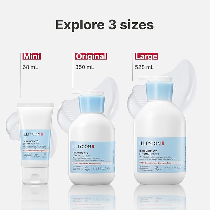 ILLIYOON Ceramide Ato Lotion 528ml(17.85oz) | Daily Moisturizing Lotion for All Skin Types | Deep Moisturizing and Soothing Effect | Korean Skin Care