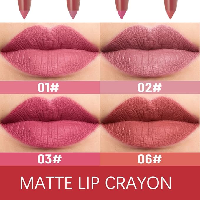 evpct Red Brown Lip Liner Crayon Pencils Set for Women, Matte Lip Stick Crayon Long Lasting, Lips Pencil Liner and Lipstick set, Lipliner Pencil, 24 Hours Long Wearing Lipstick, Built-in Sharpener 06