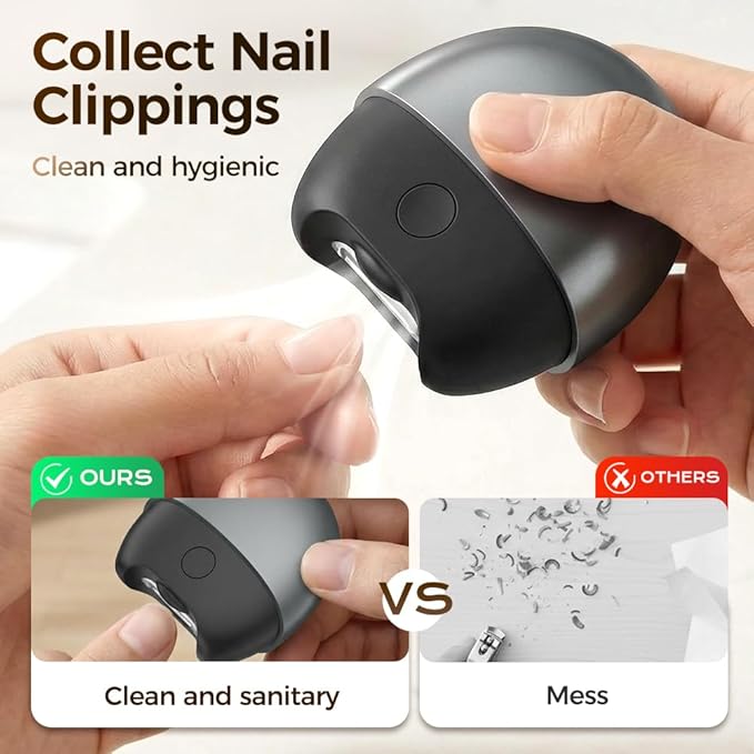 3 in 1 Automatic Electric Nail Clipper, 2026 New Electric Nail Clipper, Automatic Nail Trimmer with Light and Nail Scraps Storage, Electric Toenail Clippers for Seniors Adults (Gray)