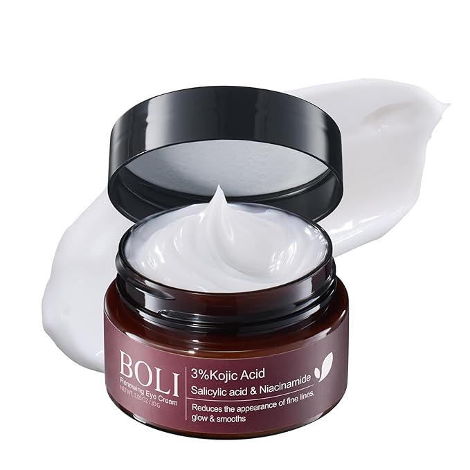 BOLI Kojic Acid Eye Cream, Salicylic acid Niacinamide Peptides for Puffy Bags Fine Lines Dark Circles, Under Eye Cream (1.05 oz)