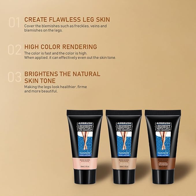 Leg Makeup Waterproof No Transfer,1 Oz Light Glow Leg Vein Cover up Makeup,Leg and Body Scar Cover up Makeup,Long Lasting Body Foundation,Leg Concealer for Women,Leg and Body Makeup Lotion