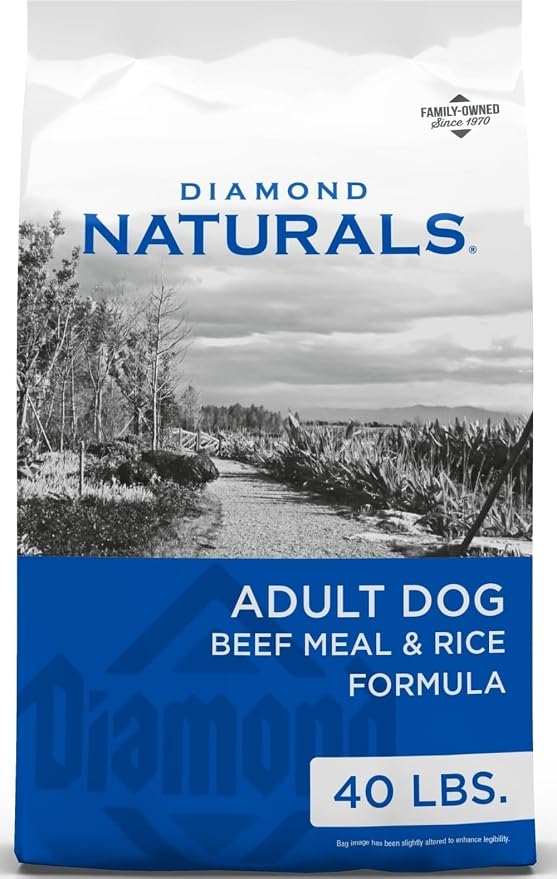 Diamond Naturals Adult Dry Dog Food, Beef Meal & Rice, 40lb | Pasture Raised Beef Protein | Omega Fatty Acids for Skin & Coat Health | Guaranteed Probiotics for Digestive Support