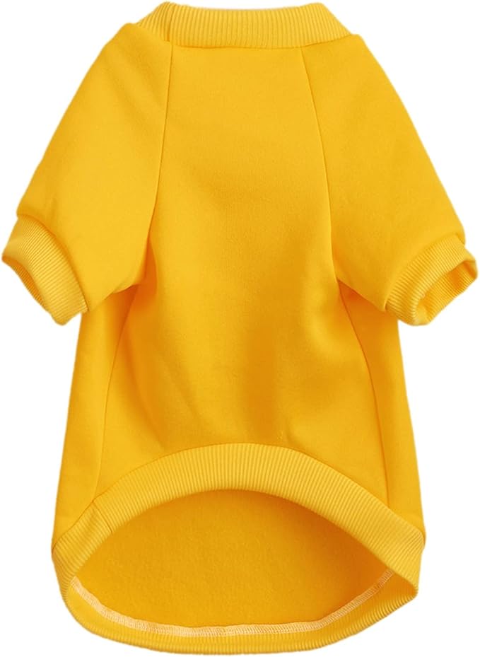 Soft Puppy Sweater for Small Dogs Winter Pullover, Yellow M | Elastic Cuffs Pet Clothes, Holiday Party Matching, Fall Winter Daily Outfit, Soft Breathable Machine Washable Sweatshirt