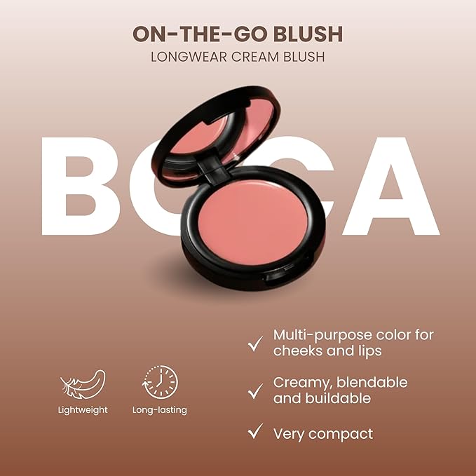 POISE Makeup HD Crème Lip and Cheek Compact | Long Lasting Cheek Blusher and Lip Stain Lipstick in One Hydrating for Skin Infused w/Shea Butter, BOCA