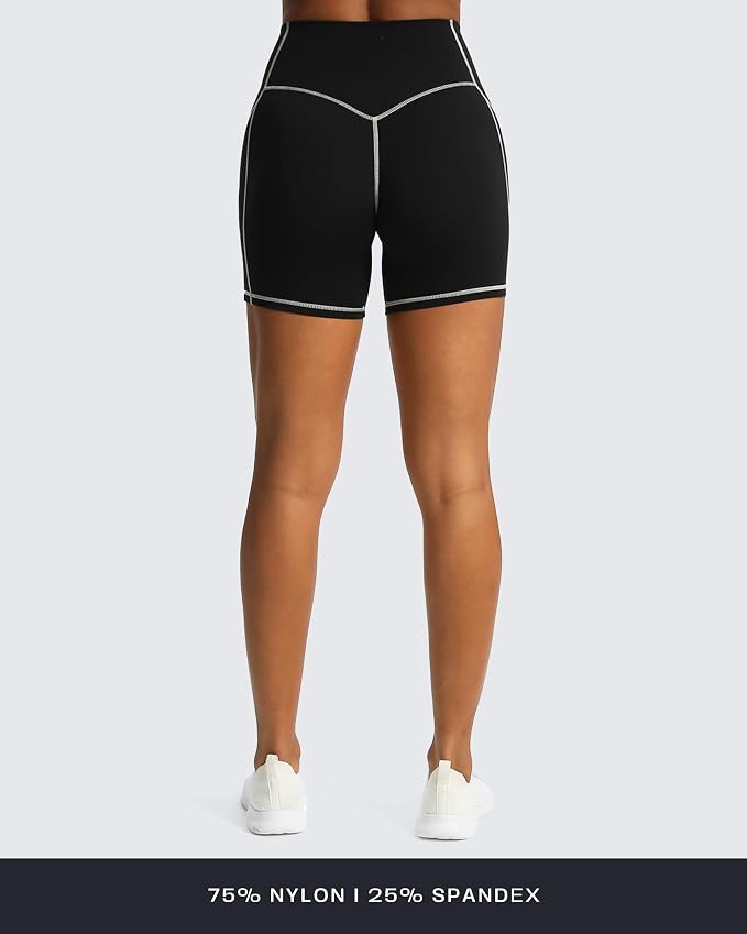 Aoxjox Lexi Lined Workout Biker Shorts for Women Tummy Control High Waisted Exercise Athletic Gym Running Yoga Short 6"