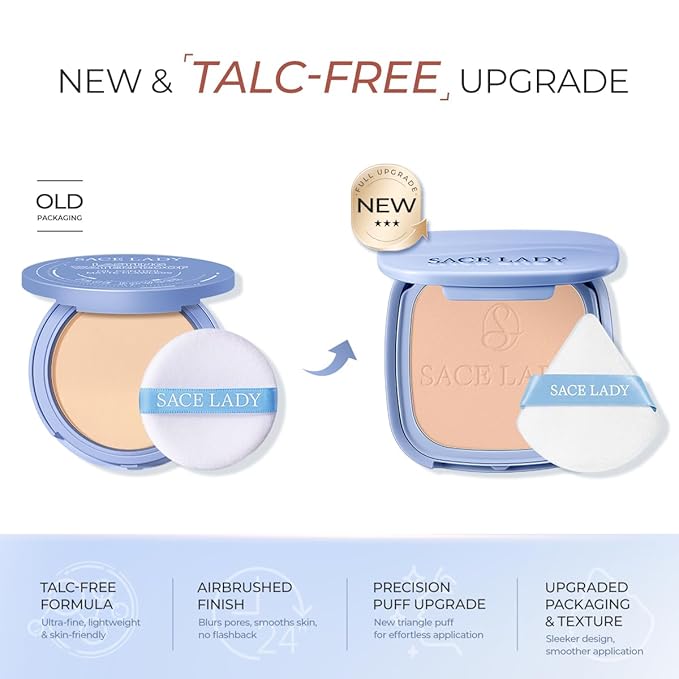 SACE LADY Face Powder Waterproof Setting Makeup, Oil Control Pressed Powder Compact for Women, Blurring Pores Matte Long Lasting Up to 24 Hours, Talc-Free and Cruelty-Free (#01 Cool Neutral, 0.35Oz)