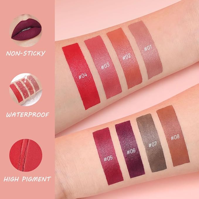 BINGBRUSH 2in1 Matte Lip Liner and Lipstick Combo, Lipstick for Women, Longwear Waterproof Lip Liner Pencil, Matte lipstick Smudge Proof lipstain, Women's Long Lasting Lip Makeup (4#Hot Shot)