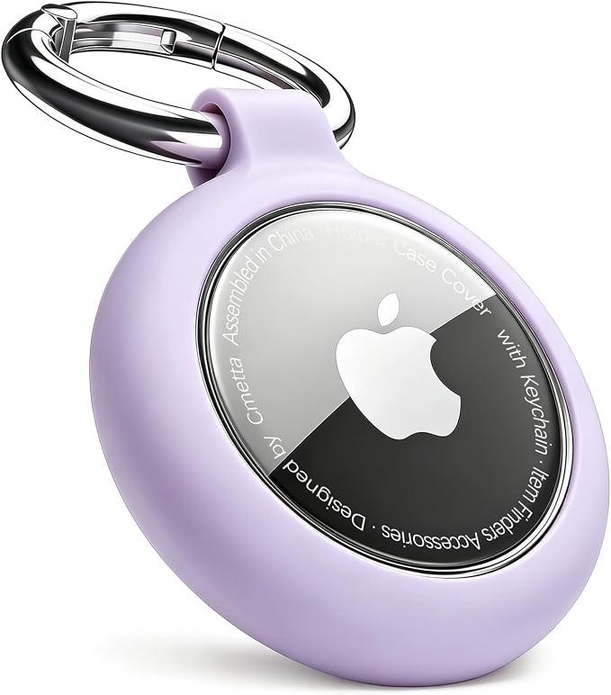 Soft TPU Clear Keychain Holder Case for AirTag, Purple | Protective, Scratch-Resistant, For Keys, For Luggage, For Backpack, For Pet Collar, For Kids
