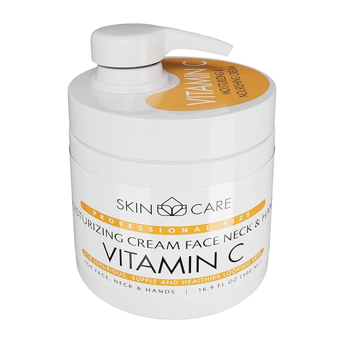 Skin Care Vitamin C 3-in-1 Moisturizer Face Cream, Neck and Hands - Treatment for Crepey Texture, Wrinkles and Sagging - Daily Lotion for All Skin Types - 16.9 fl. oz.