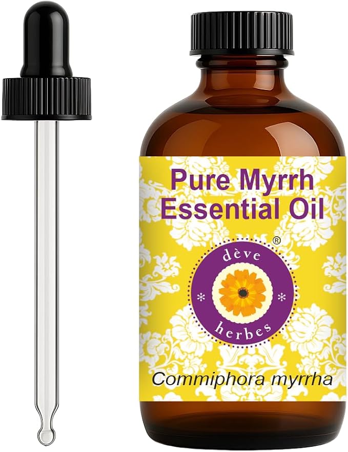 Deve Herbes Pure Myrrh Essential Oil (Commiphora myrrha) with Glass Dropper Steam Distilled 120ml (4 oz)