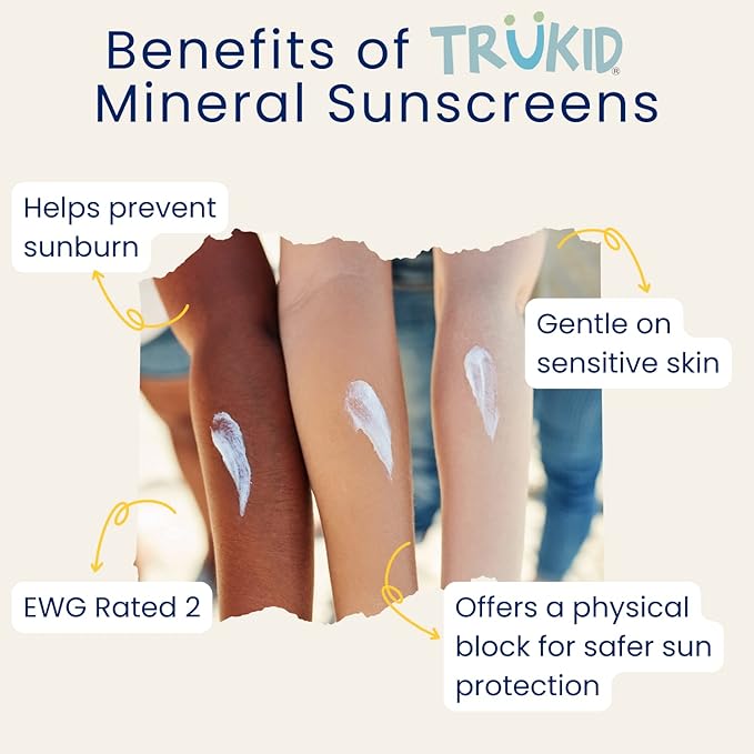 TruKid Daily Mineral Sunscreen SPF 30 - All Natural Kids & Baby Sunscreen for Face & Body, Non-Toxic Zinc Oxide Sunblock Protection for Sensitive Skin, Light Citrus, FSA Eligible, Travel Size 3.4oz