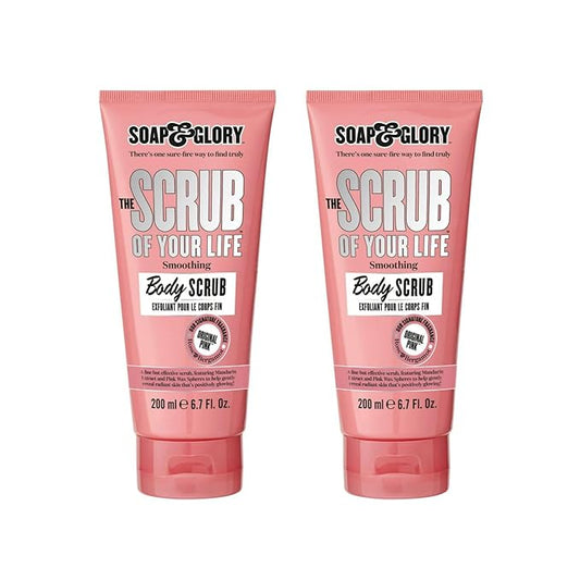 Soap & Glory Original Pink The Scrub Of Your Life Exfoliating Body Scrub - Smoothing & Buffing Vegan Scrub - Rose & Bergamot Body Polish with Shea Butter & Vitamin E (200ml, 2 pack)