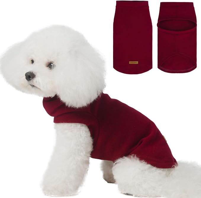 Cat Sweater Warm Fleece Pet Clothes for Cats Only | Soft Cat Vest Puppy Hoodie Coat, Fall Cold Winter Sweatshirt Pullover Clothing also for Small Dogs, Wine Red L