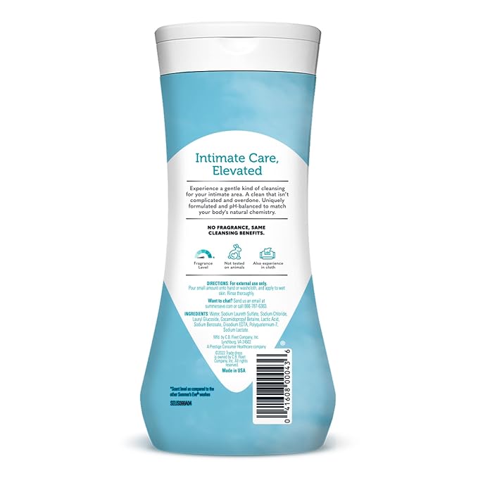 Summer's Eve Fragrance Free All-Over Feminine Wash, Gentle pH-Balanced Body Wash for Women, Removes Vaginal Odor, 15 Fl Oz (Pack of 2)