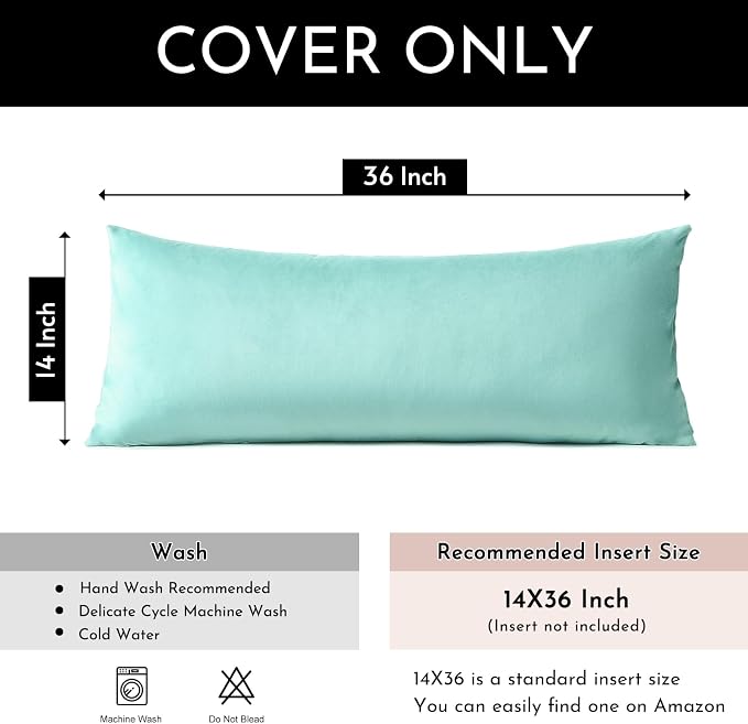 Artscope Luxury Velvet Lumbar Pillow Cover Super Soft Decorative Rectangle Pillowcases Soft Solid Cushion Cases for Couch Sofa Bedroom Car Decor 14x36 Inch Aqua Green