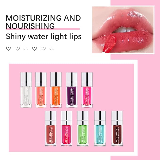 Hydrating Lip Glow Oil Moisturizing Plumping Lip Tint Lip Gloss Transparent Lip Balm Long Lasting Nourishing Repairing Lightening Lip Lines (000#+012#+015#)
