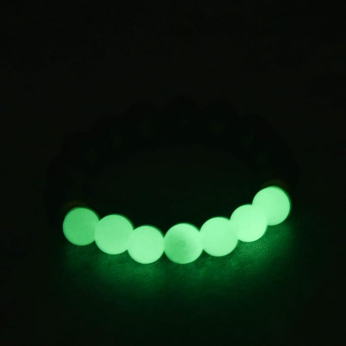 Lava Rock & Glowing Stone Beaded Bracelet for Kids Essential Oil Diffuser for Aromatherapy Ideal for Anti-Stress or Anti-Anxiety Made with Real Stones No Plastic Years 3-6