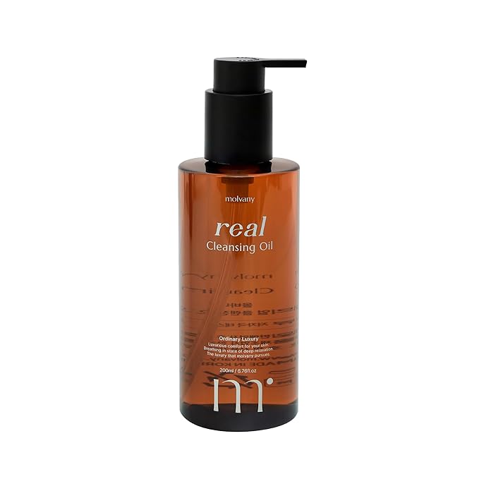 molvany Real Cleansing Oil - Korean Facial Cleanser, Whitehead, Blackhead & Makeup Remover - Complete Plant-Based Oil Cleanser Women Skincare - 6.76 fl. oz
