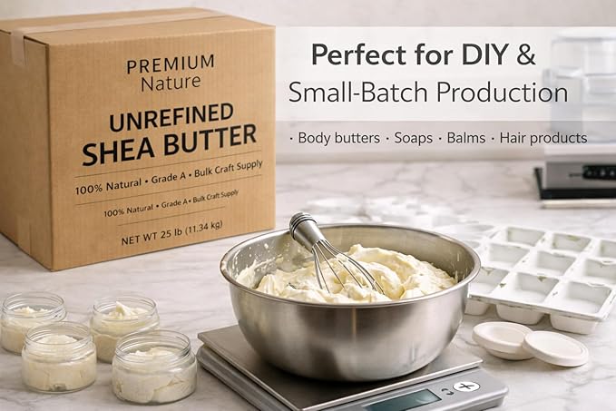 Pure Shea Butter Raw Organic for Skin Pure Virgin Unrefined Body Lotion Stretch Mark Skin Care Scar Cream Organic Shea Butter Raw Unrefined African Shae Manteca de Karite Organica Pura 25 lbs