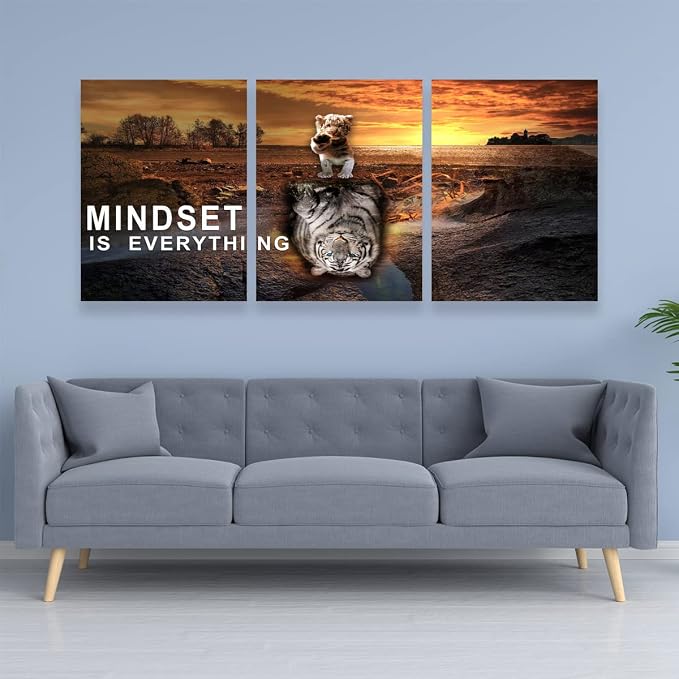 3 Pieces Inspirational Wall Art Motivational Quotes Wall Decor Office Painting Picture Poster Print Artwork Motivational Canvas Wall Art Framed for Living Room Bedroom(48" W x 24''H)