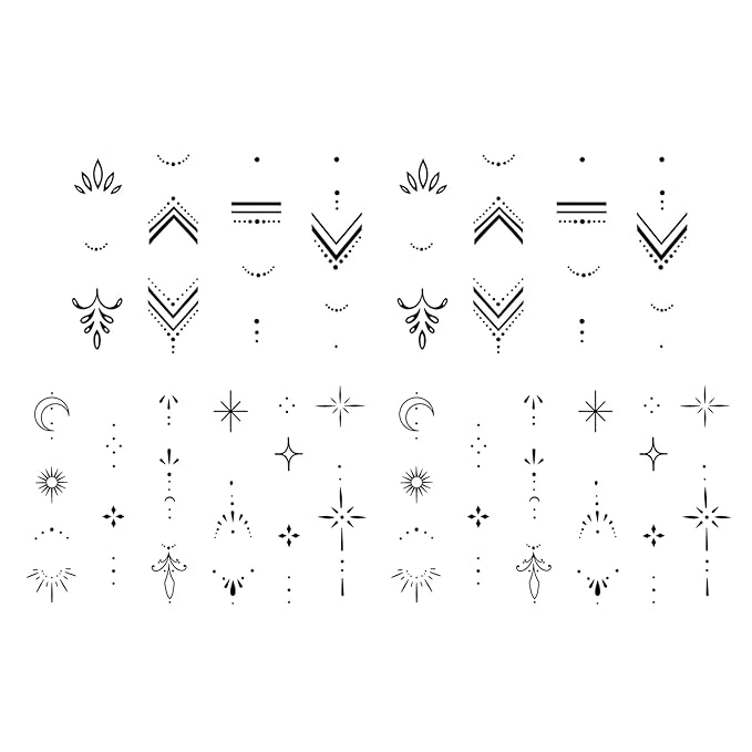 4 Sheets Minimalist Finger Ring Tattoos for Women – Tiny Sparkle, Moon & Star Designs, Elegant Line Art, Semi-Permanent Real-Looking Tattoos for Hands