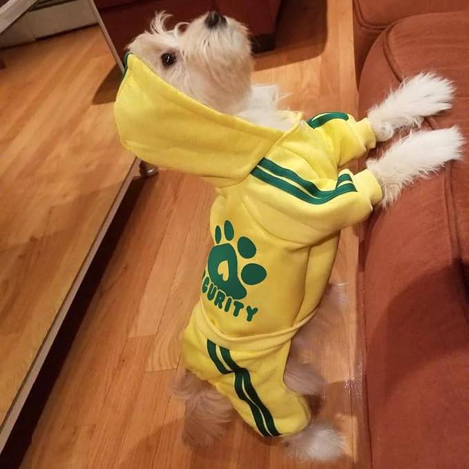 Dog Hoodie Security Clothes 4 Legs Jumpsuit Sweatshirt Hoodies Soft & Warm Dog Outfit Pullover Dog Winter Clothes Sweater for Small Medium Large Dogs Cats (Yellow, XX-Large)