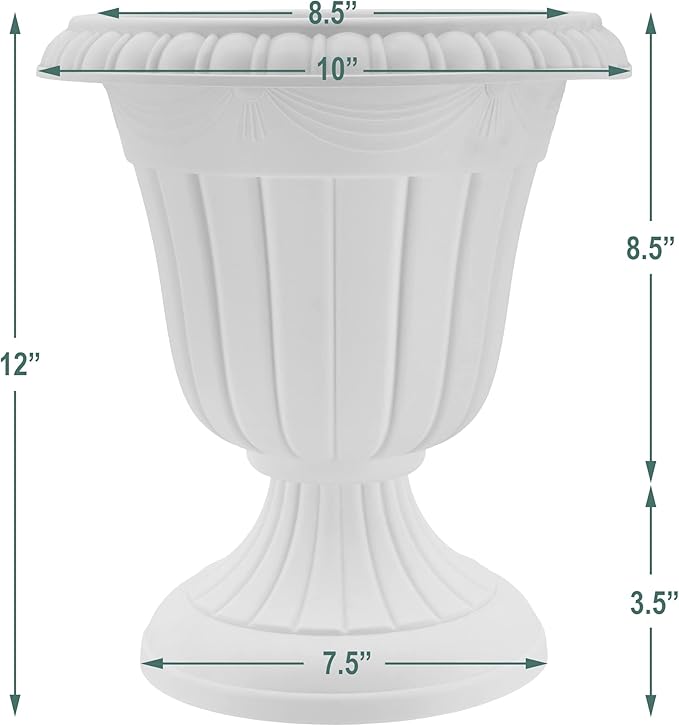 Arcadia Garden Products PL00TP Classic Traditional Plastic Urn Planter, 16" x 18", Taupe