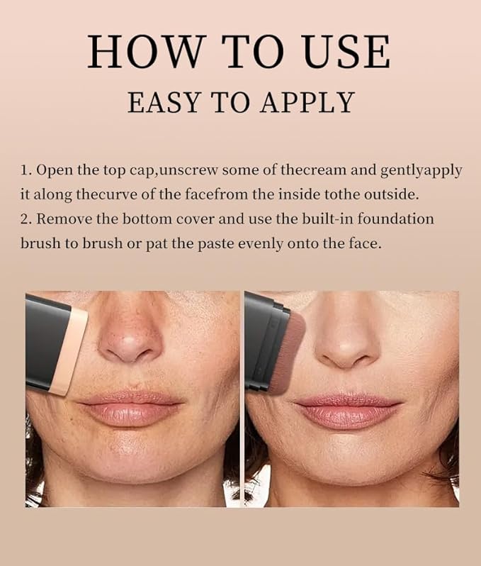 Foundation Stick, 2 in 1 Dual-Ended Long-Lasting Concealer Korean Foundation Contour Stick, Waterproof Contouring foundation with Brush, Full Coverage Matte Finish for Face Makeup(02#NATURAL)