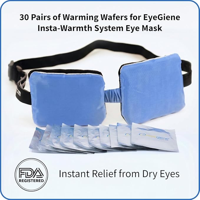 EyeGiene 30 Pairs of Warming Wafers for Insta-Warmth System Eye Mask, Dry Eye Mask, Multi-Use Heat Treatment for Dryness, Fatigue, Styes, Blepharitis, Medical Device, Travel Accessories, Refill Pack