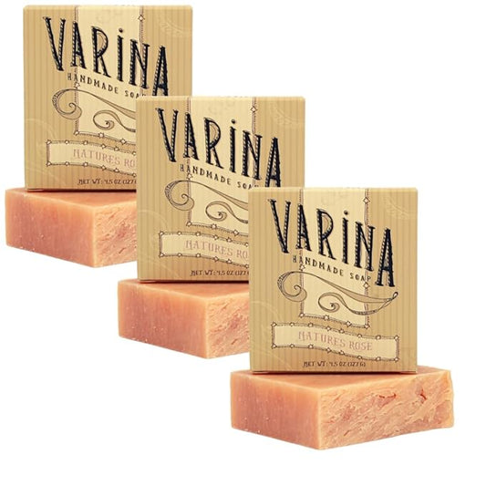 Organic Nature's Rose Bar Soap - Gentle Cleansing for Sensitive Skin, Floral - 3 Pack - Experience Healthy and Glowing Skin