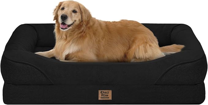 Waterproof Orthopedic XL Dog Bed for Large and Extra Large Dogs | Egg Crate Foam, 4-Sided Bolster Support, Waterproof Liner, Non-Slip Bottom, Machine Washable Cover, 42 x 30 Inch