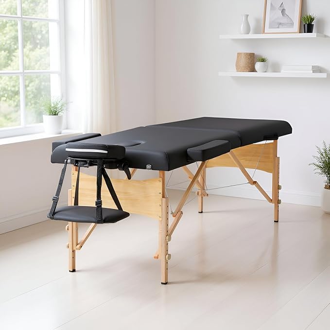 BestMassage Massage Bed Portable Massage Table 2 Folding Lash Bed Height Adjustable 28 Inch Wide Spa Table with Non-Woven Bag for Spa Footmassage Facial CareSpa Tattoo