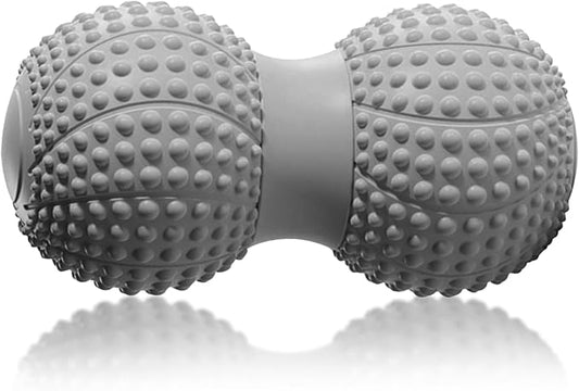 Peanut Massage Ball for Deep Tissue, Trigger Point Therapy, Myofascial Release – Double Lacrosse Foam Roller for Back, Neck, Foot, Muscle Relief, Yoga & Physical Recovery (Grey)
