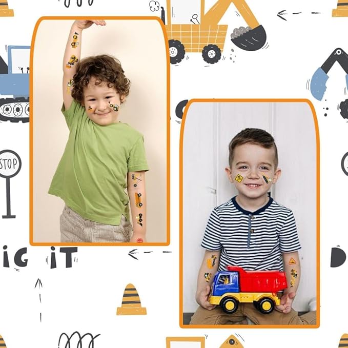 4 Sheets Cars Temporary Tattoos Colorful Trucks Vehicles Fake Tattoos Styles Mixed Cartoon Car Tattoos Cute Cranes Construction Trucks Stickers for Kids Boys Girls Body Art Makeup