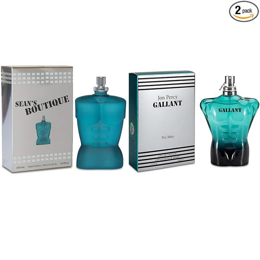A CENTER Sean&Gallant Men's Cologne Gift Set - 3.4 Fl Oz Each | Amber Floral & Vanilla Leather Fragrance | Eau de Toilette Duo for Daily & Special Occasions