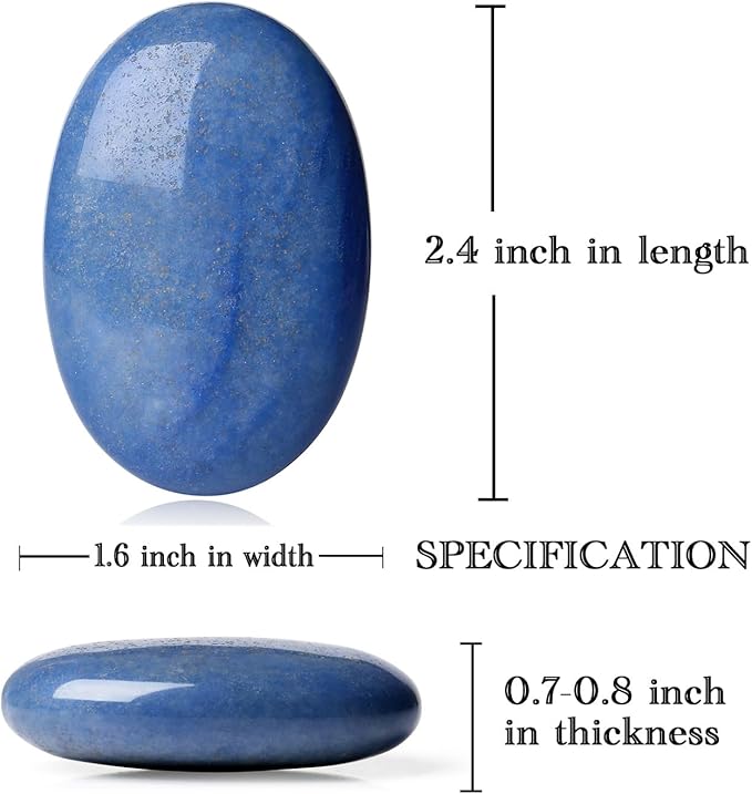 MAIBAOTA 2.4" Large Blue Aventurine Crystal Stone Polished Palm Stone Healing Crystals 0.7" Thick Natural Reiki Gemstone Worry Stone Energy Balancing Anxiety Stress Relief Meditation 1 Pc