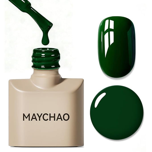 MAYCHAO 15ML Jade Green Gel Nail Polish 1Pc Green Gel Polish Soak Off UV LED Nail Polish Nail Art Starter Manicure Salon DIY at Home, 0.5 OZ