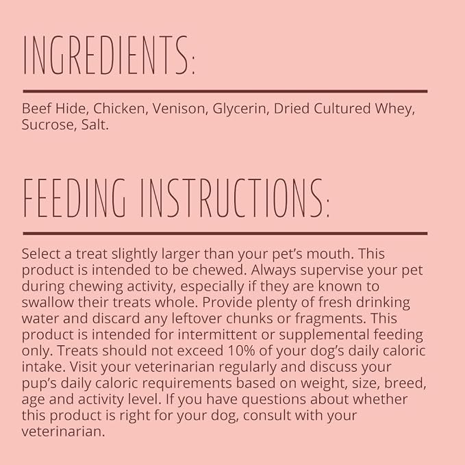 Better Belly Proteins Roll Highly Digestible Dog Treats, 6 Count | With Real Venison, Long-Lasting Digestible Chew, No Grain Added, No Artificial Colors Or Flavors, For Adult Dogs