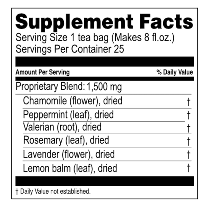 HYLEYS Sleep Tea with Mint, Valerian Root and Chamomile, 25 Individually Wrapped Tea Bags - Caffeine Free Herbal Sleep Blend - Gluten Free Vegan & Plant Based
