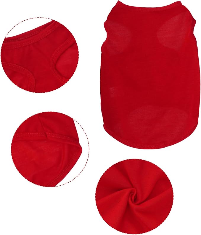 4 Pcs Cat Shirts Solid Color Dog Clothes Summer Sleeveless Pet T Shirts for Small Pet Dogs Cat (Black,Grey,Red,Orange, Large)