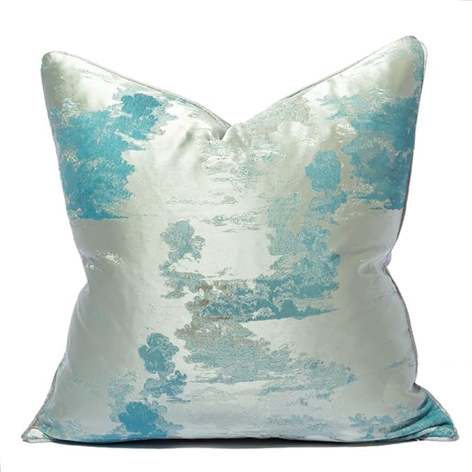 vctops Abstract Decorative Luxurious Throw Pillow Covers Jacquard Square Cushion Cases Pillowcase for Bed Sofa Couch Chair Car Home Decor (Sky Blue,18"x18")