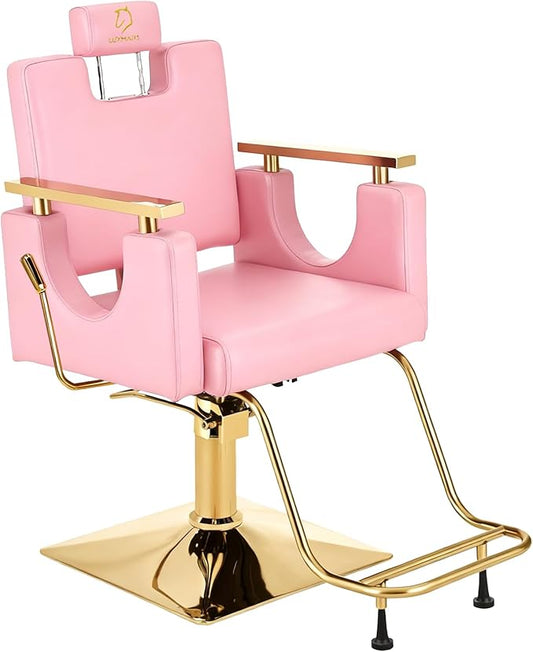 Heavy Duty Barber Chair, 360° Swivel Reclining Salon Chair for Hair Stylist, Height Adjustable Hydraulic Hairdressing Chair with Footrest for Barber Shop, Beauty Salon, Hairdressers