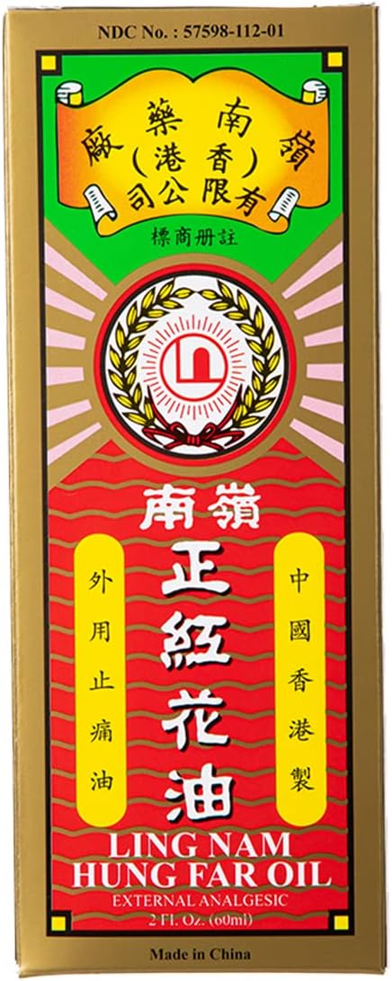 Ling Nam Hung FA Red Flower External Analgesic Oil, Simple Backache Strains Bruises Sprain, Authentic US Import 60ML (3)