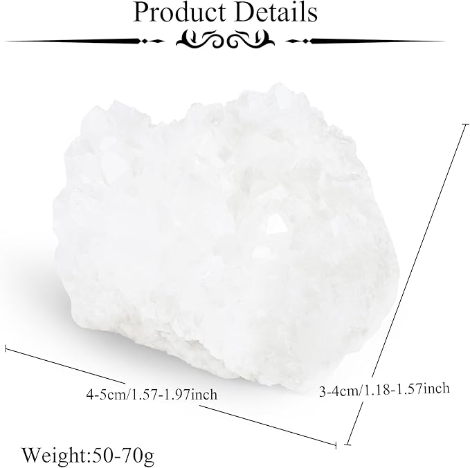 ZHIYUXI Clear Quartz Crystals and Stones Cuarzos Crystal Cluster Geode Clear Crystal Quartz Crystals for Beginners Natural Rock Raw Stone Energy Balance Reiki Decor 1Pc 50-70g