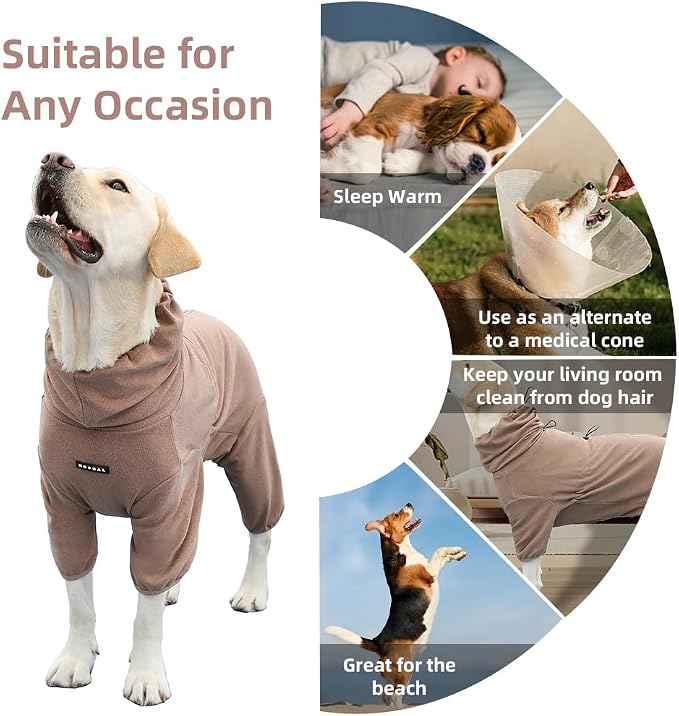 Dog Pajamas for Large Dogs,Extra Large Stretch, Suitable for Adult, Medium-Sized Dogs, Large Pet Jumpsuit Four-Legged Dog Clothes, Pet Clothing. (Coffee Color, 6XL)