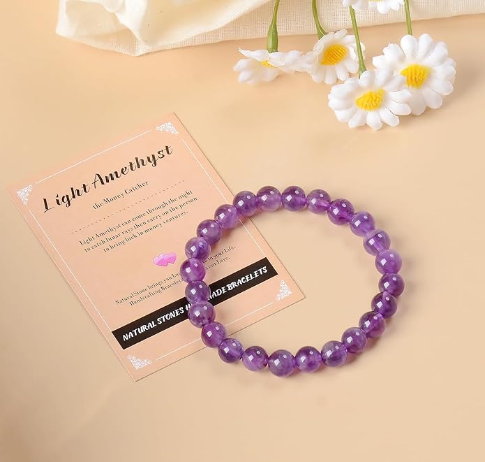 AD Beads Handmade Gemstone Stretch Elastic Bracelet Crystal Healing Reiki Nature's Beauty and Spiritual Essence Unisex