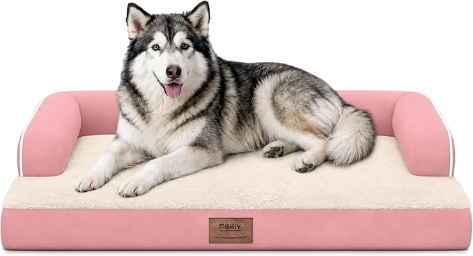 XXL Orthopedic Waterproof Dog Bed with Bolster for Extra Large Dogs | Pillow Support for Neck Relief, Egg Crate Foam, Waterproof Liner, Anti-Slip Bottom, Removable Bolster Cover, 45 x 35 Inch