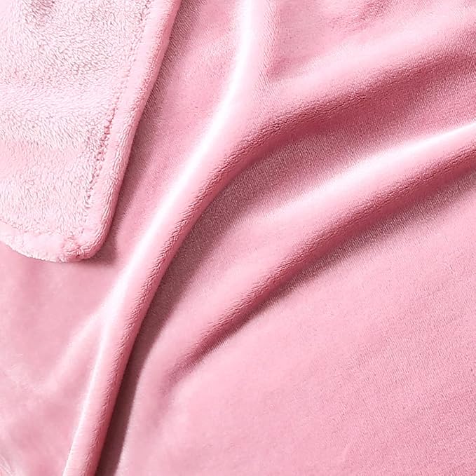 TASTHROW Large Flannel Fleece Throw Blanket, 90×108 Inch - Pink | Cozy Lightweight Thick Blanket - All Seasons Suitable for Women, Men and Kids